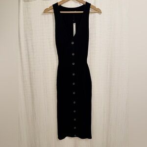 Black Button-Down Midi Dress